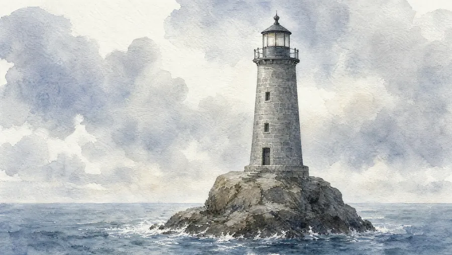 Le même phare, rendu à l’aquarelle.