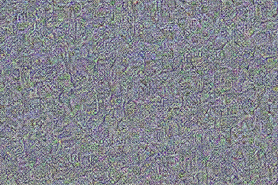 Du bruit numérique pur, aucune forme reconnaissable.